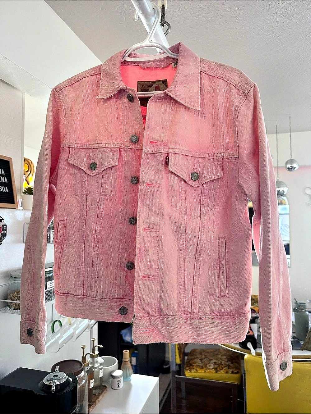 Levi's Ex-Boyfriend Trucker Jacket Pink Denim Size XS